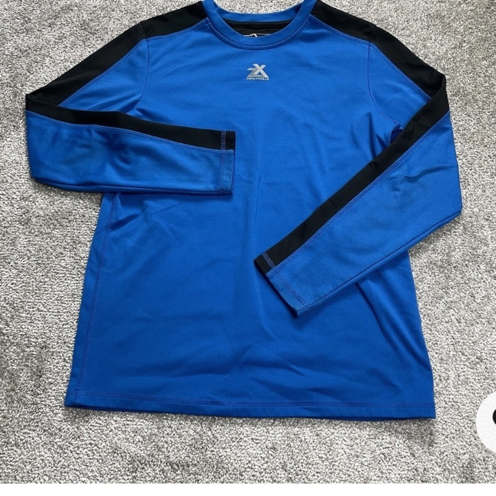 ZeroXposur Men's Blue Long Sleeve Tee with Black Accents -xl